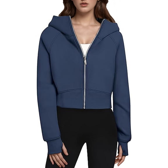 Dyfzdhu Hoodies Zip Up Hoodie Cropped Sweatshirts Thumb Hole Jackets Hoodies For Women