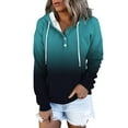thumbnail image 1 of Dyfzdhu Hoodies for Women Color Block Tops Long Sleeve Casual Drawstring Button Down Pullover Sweatshirt With Pocket, 1 of 4