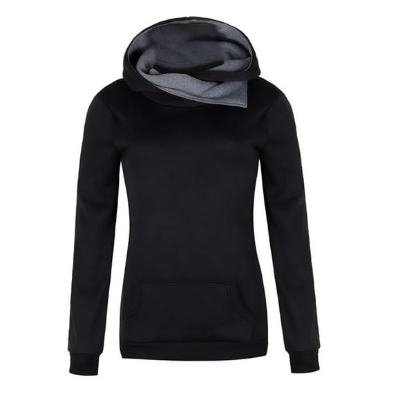 Dyfzdhu Hoodies for Women Long Sleeve Solid Color Hooded Sweatshirt Sweater Slim Fit Pullover