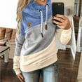 thumbnail image 1 of Dyfzdhu Hoodies for Women Sleeve Casual Hoodie Splice Contrast Long Sweatshirt Solid Strap Tops & Sweatshirts, 1 of 3