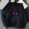thumbnail image 1 of Dyfzdhu Hoodies for Women Trendy Butterfly Graphic Print Long Sleeve Sweatshirt Loose Pullover Hooded Top, Black S, 1 of 4