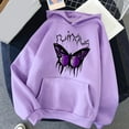 thumbnail image 1 of Dyfzdhu Hoodies for Women Trendy Butterfly Graphic Print Long Sleeve Sweatshirt Loose Pullover Hooded Top, Purple XXL, 1 of 4
