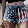 thumbnail image 1 of Dyfzdhu Independence Day Denim Shorts for Women Stretch Flag Print Button Fly Distressed Ripped Jean Shorts With Pocket, 1 of 9