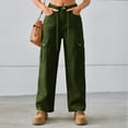 thumbnail image 1 of Dyfzdhu Jeans for Women Cargo Jogger Pant Denim Drawstring Adjustable Washable Workwear Pants Casual Green, 1 of 8