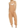thumbnail image 1 of Dyfzdhu Jumpsuits For Women Casual Summer Jumpsuit Sleeveless Loose Solid Color Fashion Strap Loose Jumpsuit Pocket Jumpsuit For Women Coffee S, 1 of 4