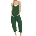 thumbnail image 1 of Dyfzdhu Jumpsuits For Women Casual Summer Jumpsuit Sleeveless Loose Solid Color Fashion Strap Loose Jumpsuit Pocket Jumpsuit For Women Green Xxl, 1 of 4