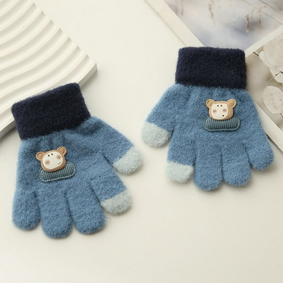 Dyfzdhu Kid Winter Gloves Children Stretchy Warm Gloves Boys Or Girls Knit Gloves