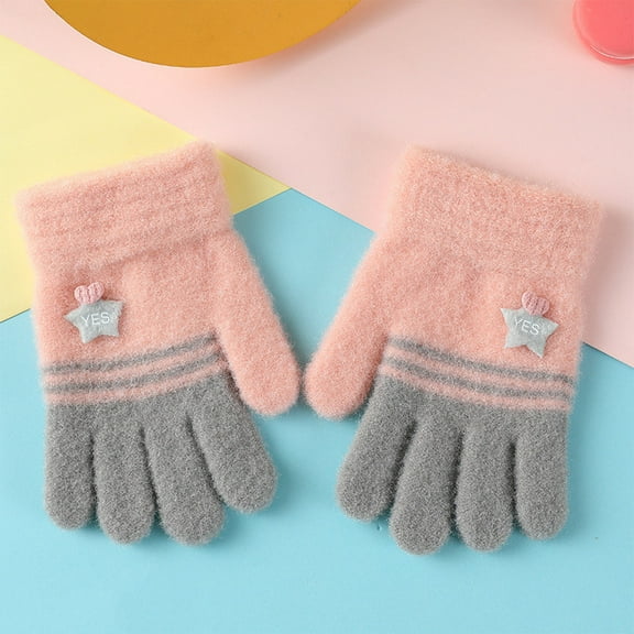 Dyfzdhu Kid Winter Gloves Children Stretchy Warm Gloves Boys Or Girls Knit Gloves