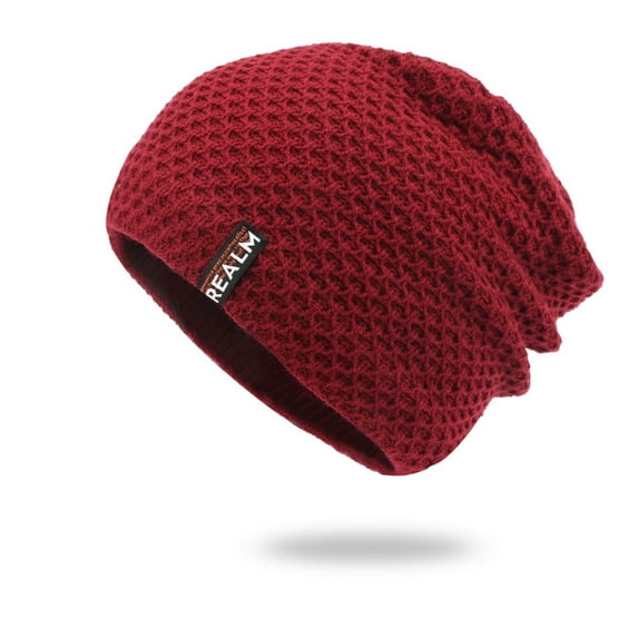 Dyfzdhu Knit Beanie Warm Thick Lined Hat Mens Winter Skull Cap Unisex Red