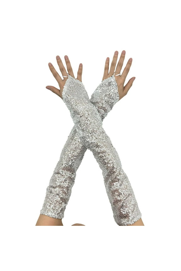 Knit Gloves Fashion Sequins Lace Fingerless Sparkly For Women's Glitter Costume Performances Wedding Etc Winter Gloves