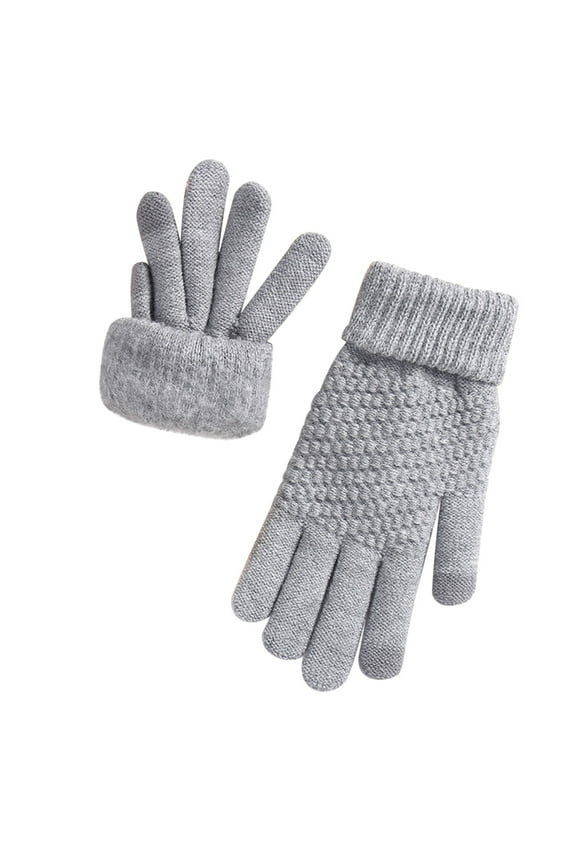 Knit Gloves Jacquard Mesh Women'S Knitted Plus Velvet Thickened Autumn And Warm Pattern (Adult ) Winter Gloves