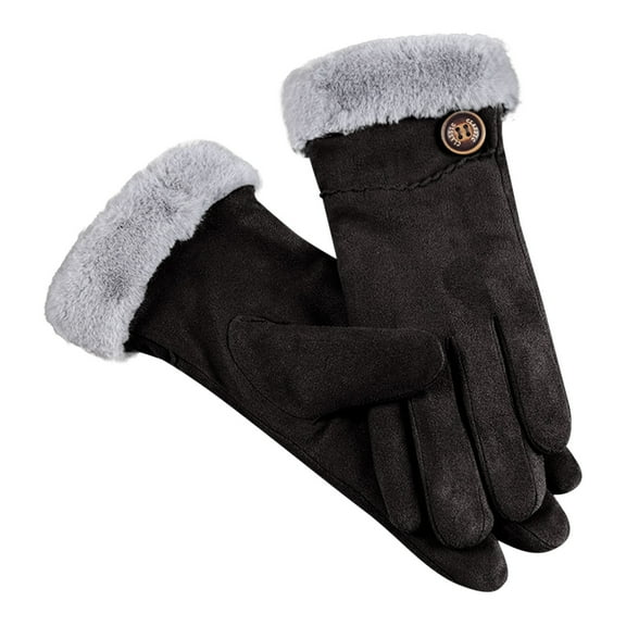 Dyfzdhu Knit Gloves Ladies Fashion Warm Outdoor Riding Driving Cute Bow Plus Fleece Touched Screen NonSlip Winter Gloves