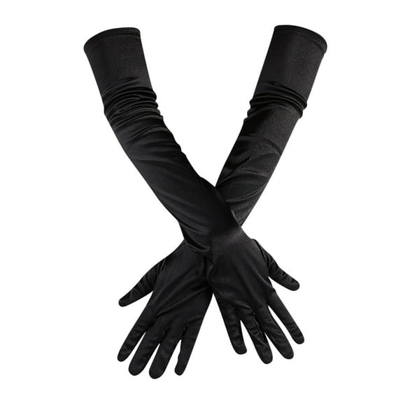 Dyfzdhu Knit Gloves Opera Dance Elbow Finger 1920s Bridal Long Length Satin Women's Winter Gloves