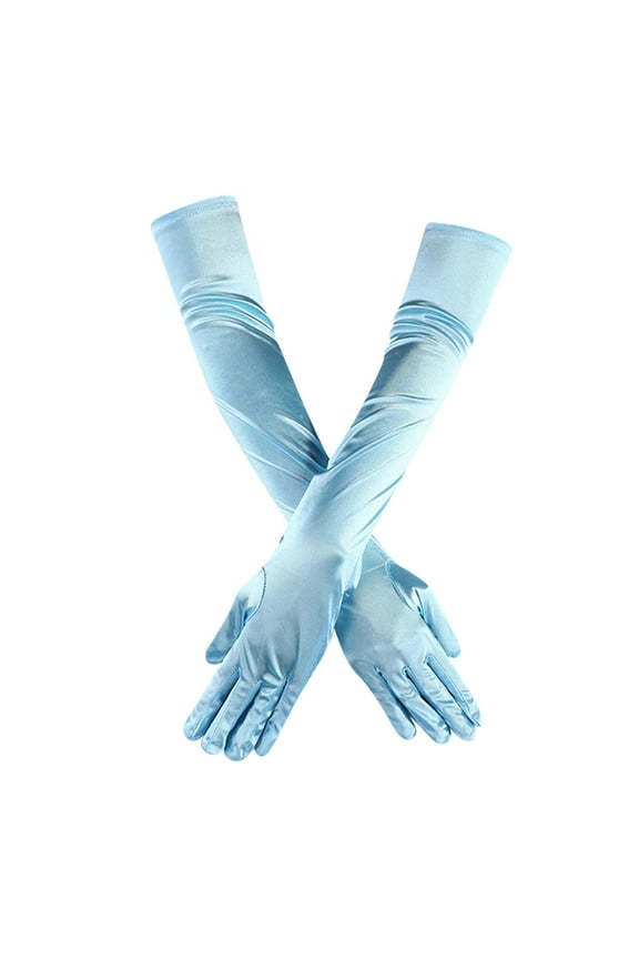 Knit Gloves Opera Dance Elbow Finger 1920s Bridal Long Length Satin Women's Winter Gloves