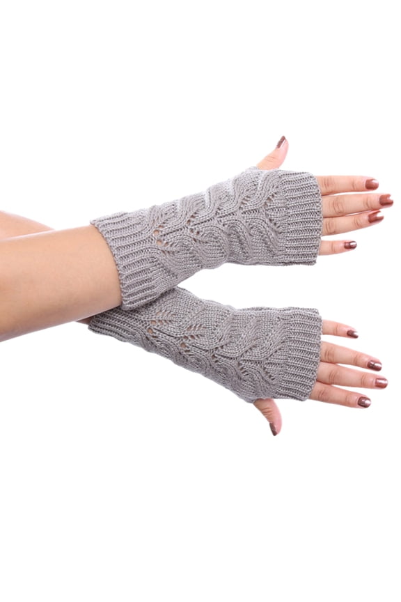 Knit Gloves Women Autumn And Casual Simple Solid Color Fashion Twist Hollow Knit Warm Winter Gloves