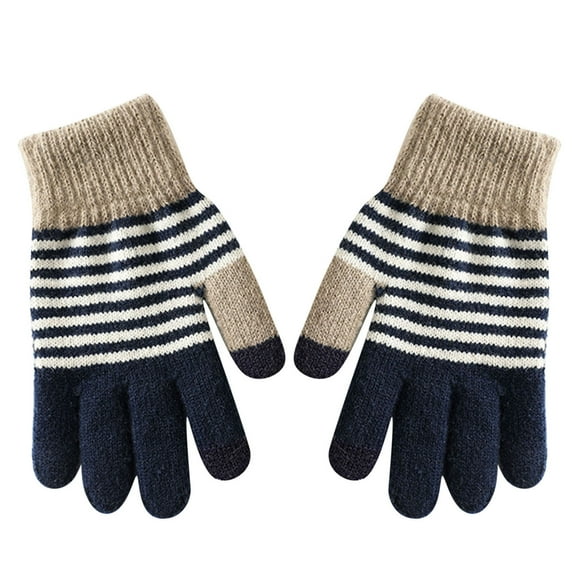 Dyfzdhu Knit Gloves Women Screen Warm Knit Elastic Cuff Men Texting Winter Gloves