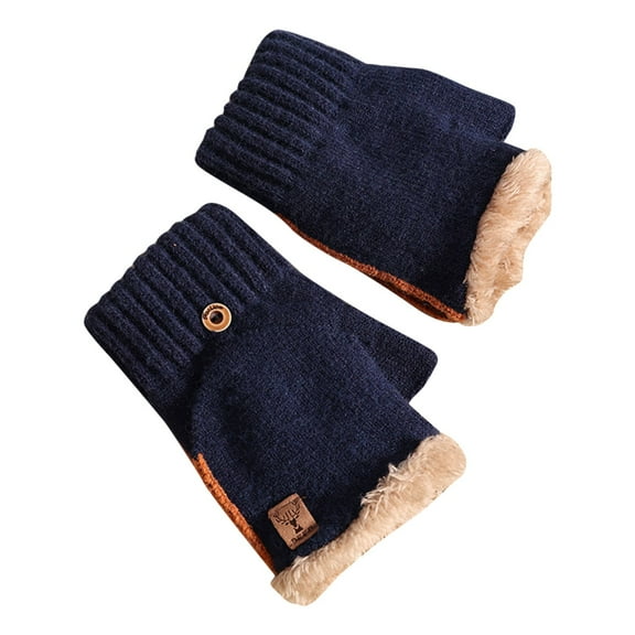 Dyfzdhu Knit Gloves Womens Plush Half Finger Thickened Open Finger Flap Riding Outdoor Cold Warmth Winter Gloves