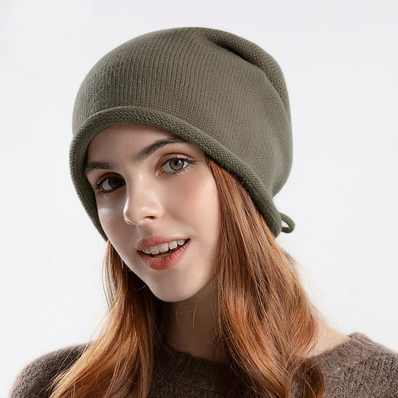 Dyfzdhu Knit Hat Autumn Winter Travel Solid Color All Breathable Pile Girl Ear Protector Moon