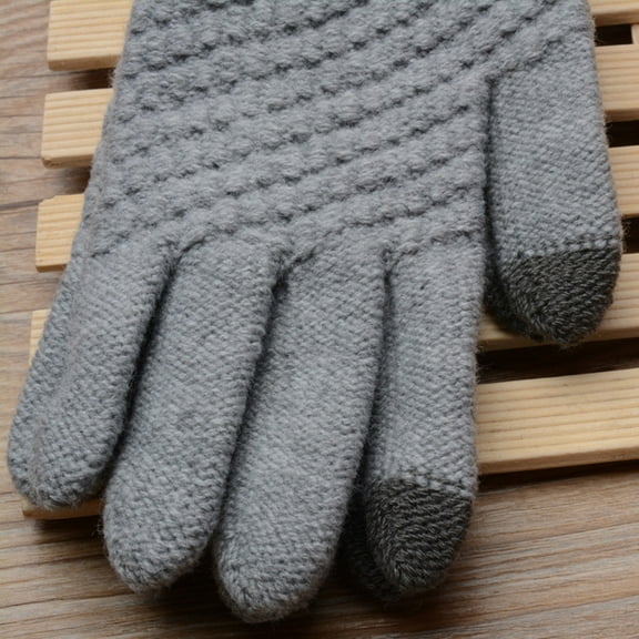 Dyfzdhu Knit Wool Man Women Winter Keep Warm Mittens Gloves Grey