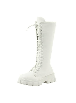 Mens white knee high fashion boots