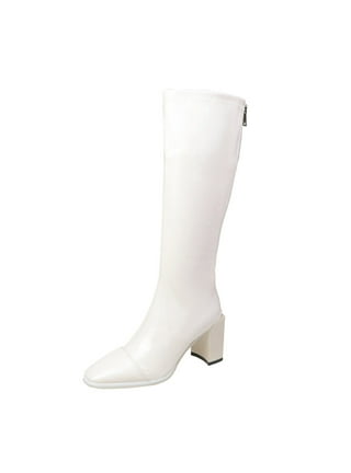 Mens white knee high on sale boots