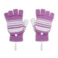 thumbnail image 1 of Dyfzdhu Laptop Women Men USB Heated Mitten Full&Half Finger Winter Warm Knit Hand Gloves Purple, 1 of 6