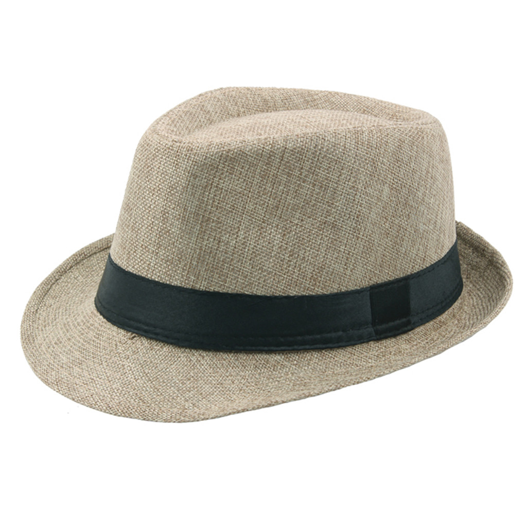 Dyfzdhu Linen Hats for Men Summer Breathable Outdoor Sun Hat Curly Brim ...
