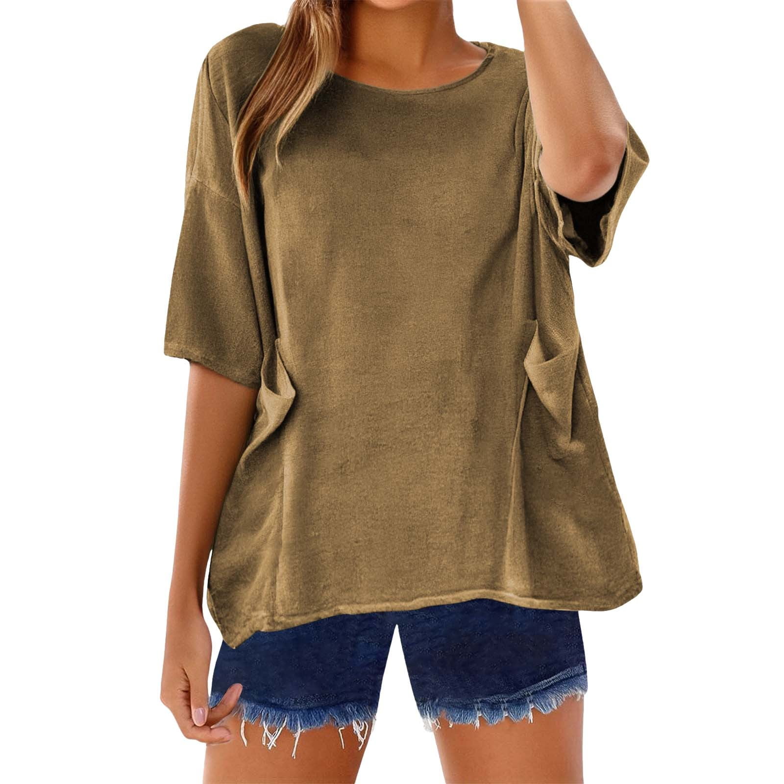 Women Cotton Linen Shirts Blouses Basic Solid Summer Top Elegant Ladies Casual Loose T-shirts