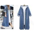 thumbnail image 1 of Dyfzdhu Long Denim Jackets For Women Hooded Casual Long Sleeve Denim Cardigan Coat, Light Blue XL, 1 of 6