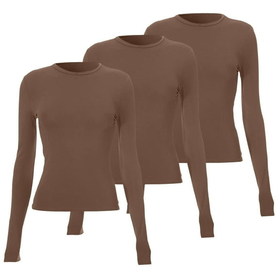 Dyfzdhu Long Sleeve Shirts For Women 3 Pieces Basic Long Sleeve Top Slim Baby Tee Round Neck Dupe Crop Layering Slim Top Blouse Aesthetic Streetwear Womens Blouses