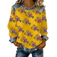 thumbnail image 1 of Dyfzdhu Long Sleeve Shirts For Women Sweatshirts Tops Patchwork Denim Sweater Pullovers Long Sleeve Splicing Tshirts Blouses Fall Cardigan Womens Blouses, 1 of 4