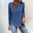 thumbnail image 1 of Dyfzdhu Long Sleeve T Shirts for Women Casual Round Neck Loose Tunic T Shirt Blouse Tops Blue, 1 of 4