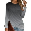 thumbnail image 1 of Dyfzdhu Long Sleeve T Shirts for Women Trendy Gradient Twist Front Tunic Tops Gray, 1 of 4
