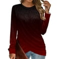 thumbnail image 1 of Dyfzdhu Long Sleeve T Shirts for Women Trendy Gradient Twist Front Tunic Tops Red, 1 of 4