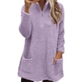 thumbnail image 1 of Dyfzdhu Long Sleeve T-shirt For Women Fall Fashion Fuzzy Fleece Pullover Sweatshirt Fall Winter Clothes Soft Warm Long Hoodie With Pocket Casual Top, 1 of 6