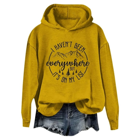 Dyfzdhu Long Sleeve T-shirt For Women I Haven'T Been Everywhere But It'S On My List Funny Graphic Shirts Lightweight Sweatshirt Shirt Casual Top
