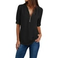 thumbnail image 1 of Dyfzdhu Long Sleeve T-shirt For Women Ladies Clothing Loose Shirt Chiffon Zipper Long Sleeves Plus Size Tops Casual Top, 1 of 7