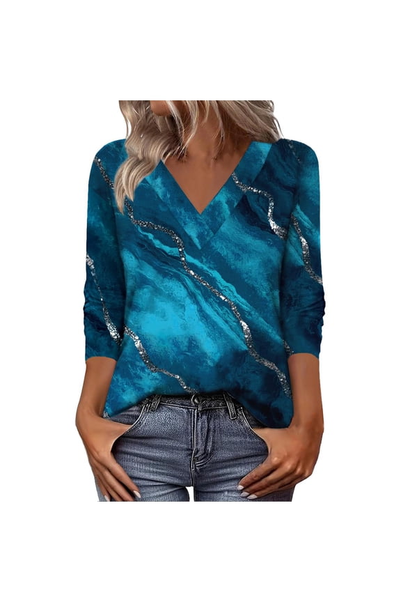 Long Sleeve T-shirt For Women Long Sleeve Tops Casual V Neck Tshirts Basics Tee Fall Trendy Clothes Casual Top