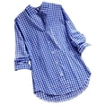 thumbnail image 1 of Dyfzdhu Long Sleeve T-shirt For Women Plaid Lapel Long Sleeve Vintage Shirt Top Casual Top, 1 of 4