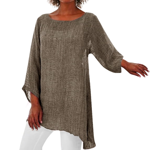 Dyfzdhu Long Sleeve T-shirt For Women Plus Size Long Sleeve Irregular Hem Baggy Blouse Shirt Ladies Tunic Tops Casual Top