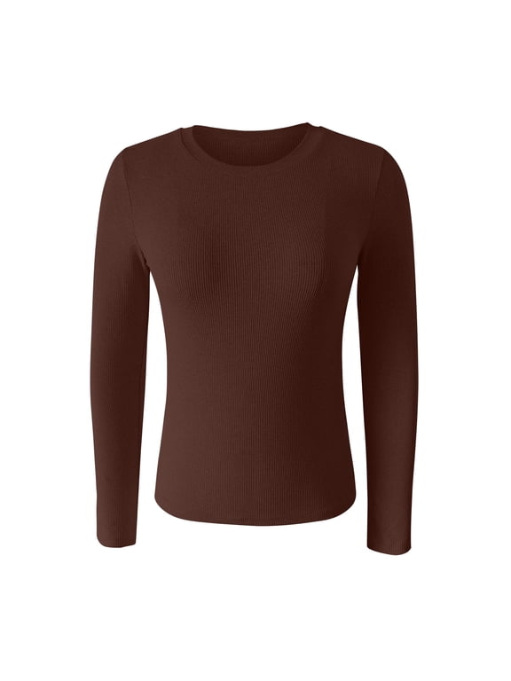 Long Sleeve T-shirt For Women Spring And Pure Color Stripes High Elastic Long Sleeved Undershirt Top Casual Top
