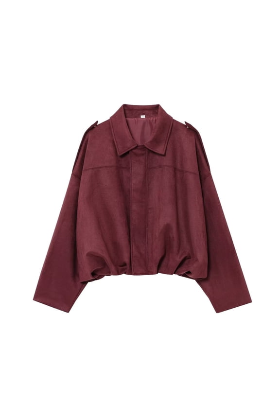 Long Sleeve T-shirt For Women Suede Texture Effect Jackets With Shoulder Straps Soft Loose Coats Outerwear Tops Casual Top