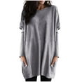 thumbnail image 1 of Dyfzdhu Long Sleeve T-shirt For Women Round Neck Long Sleeve Tops Plus Size Shirts Lightweight Sweatshirts Loose Casual Tunic With Pockets Blouses Casual Top, 1 of 6