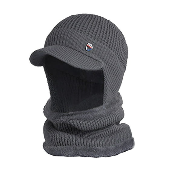 Dyfzdhu Man Winter Keep Warm Ear Protection Knitted Hat Woolen Gray