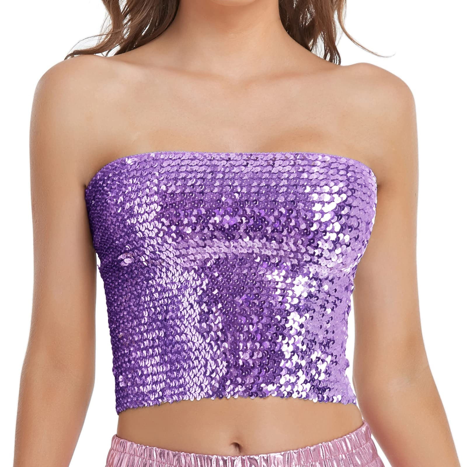 purple sequin bandeau top