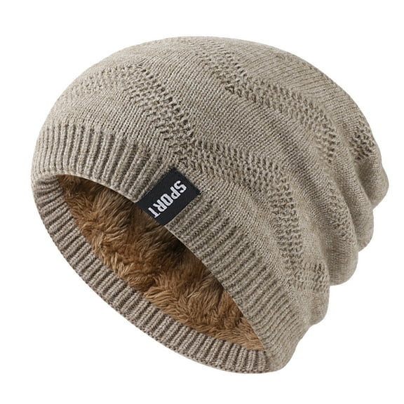 Dyfzdhu Men Winter Hats Outdoor Solid Color Knitted Cotton Hat Sunscreen Running Sports Warm