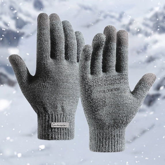 Dyfzdhu Men Winter Knitting Warm Plush Riding Wool Gloves