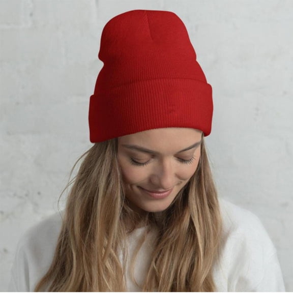 Dyfzdhu Men Women Baggy Warm Crochet Winter Wool Knit Ski Beanie Skull Slouchy Caps Hat Red