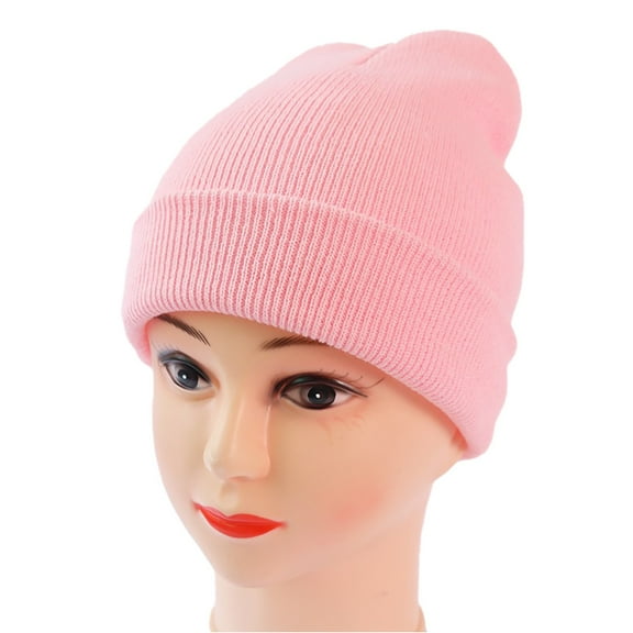 Dyfzdhu Men Women Knitting Pullover Hat Warm Wool In Autumn Winter Solid Fashion Pink