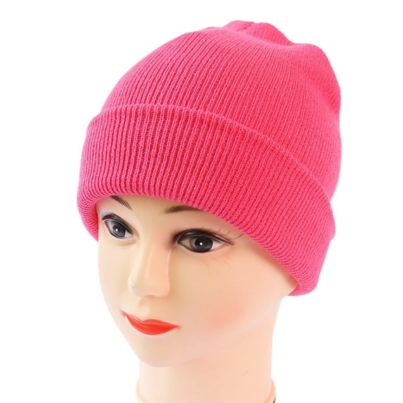 Dyfzdhu Men Women Knitting Pullover Hat Warm Wool In Autumn Winter Solid Fashion Red